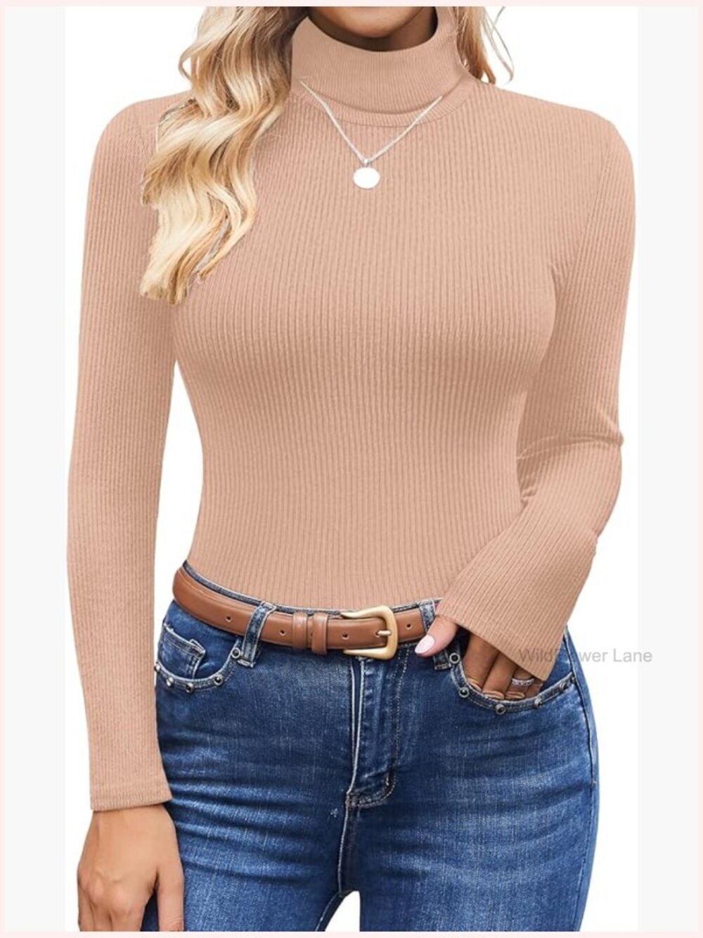 Ribbed Turtleneck Pullover Sweater Long Sleeve Thermal Top